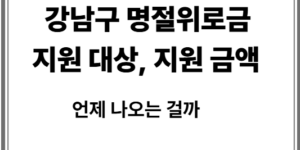 강남구 명절 위로 금 지원 대상, 지원 금액