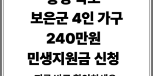 보은군 민생 지원금 신청