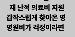 재난 적 의료비 지원 신청 방법 및 지원 내용
