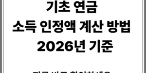 기초 연금 소득 인정 액 계산 방법
