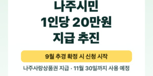2026년 나주시 민생회복지원금 1인당 20만원 신청방법과 사용처 안내 대표이미지