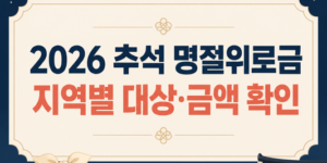 2026 추석 명절위로금 지역별 대상과 금액 확인