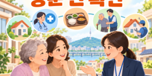 용산구 통합돌봄 상담을 받는 어르신과 가족, 방문 전 확인 안내 이미지